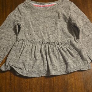 Cat & Jack Heathered Gray Long Sleeve Peplum Top